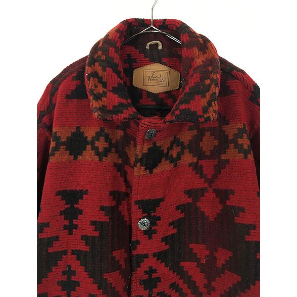 古着 80s USA製 WoolRich ネイティヴ チマヨ 総柄 ウール ブランケット