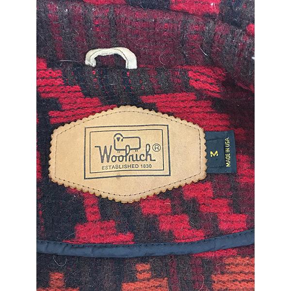 古着 80s USA製 WoolRich ネイティヴ チマヨ 総柄 ウール ブランケット