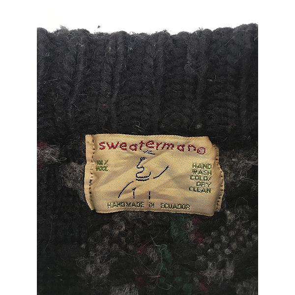 古着 90s エクアドル製 Sweaterman モザイク ボーダー ヘビー ウール