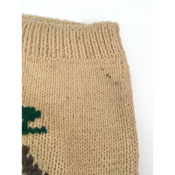 古着 70s トナカイ 両面 ローゲージ ウール ニット カウチン