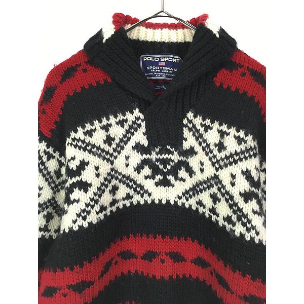 古着 90s POLO SPORT Ralph Lauren ノルディック 雪柄 ヘビー ウール 