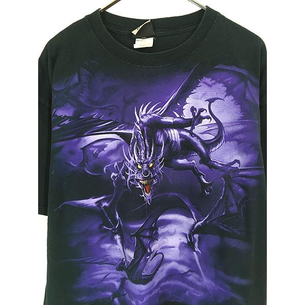 古着 00s LIQUID BLUE ドラゴン 両面 プリント Tシャツ XL 古着 古着 00s LIQUID BLUE ドラゴン 両面 プリント Tシャツ XL : 古着屋