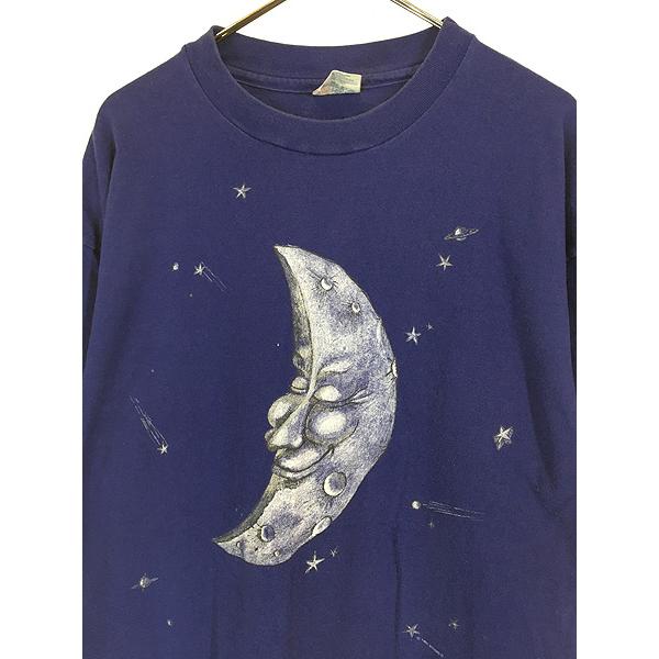 古着 90s USA製 星 月 惑星 スター ムーン アート Tシャツ XL : 古着屋