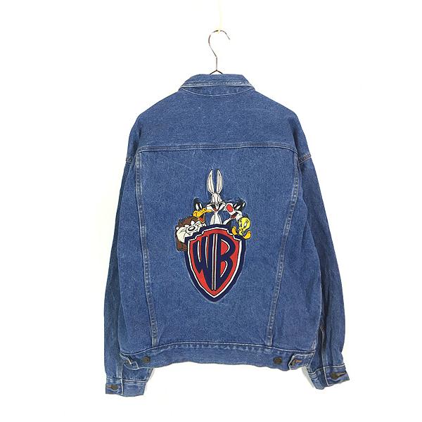 古着 90s LOONEY TUNES マルチ キャラクター 刺しゅう デニム 