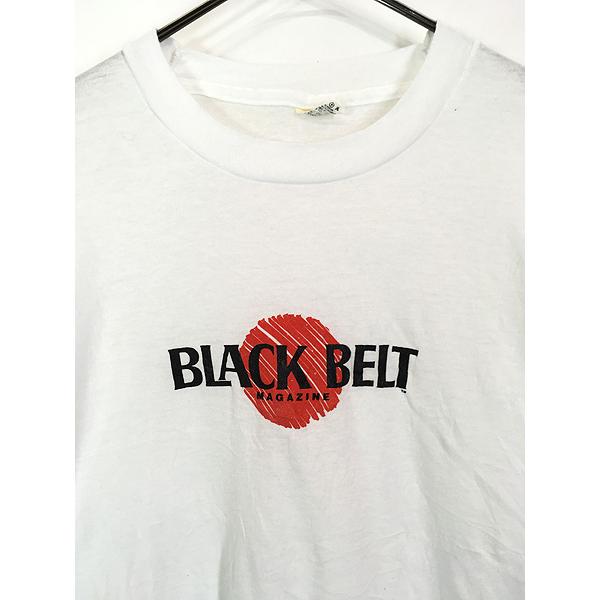 古着 80s USA製 BLACK BELT MAGAZINE 格闘技 雑誌 マガジン ロゴ T