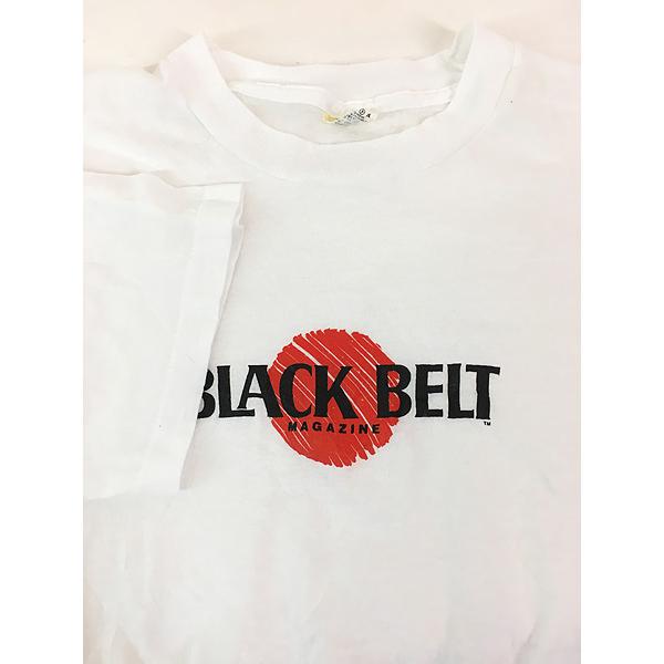 古着 80s USA製 BLACK BELT MAGAZINE 格闘技 雑誌 マガジン ロゴ T