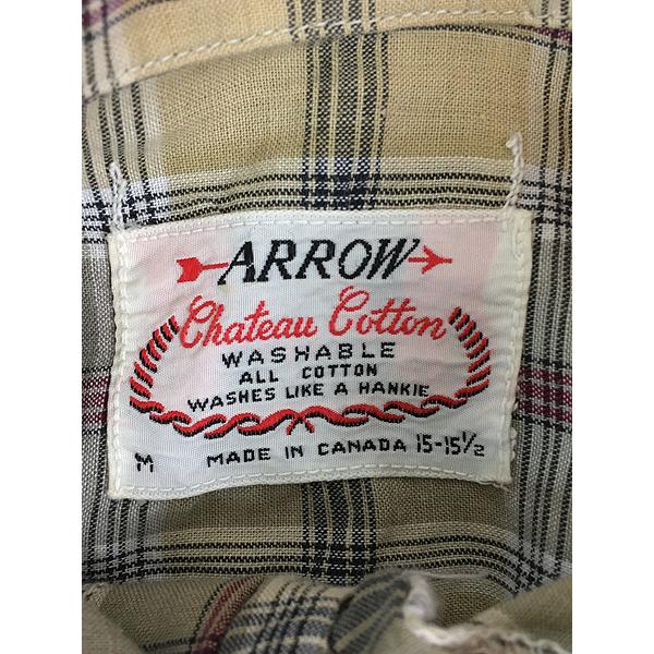 古着 60s ARROW タータン チェック 総柄 ボックス コットン ボタンダウン シャツ M 古着 60s ARROW タータン チェック 総柄 ボックス コットン ボタン