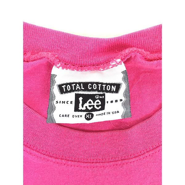 古着 90s USA製 Lee 無地 プレーン ヘビー 100%コットン ポケット付 T