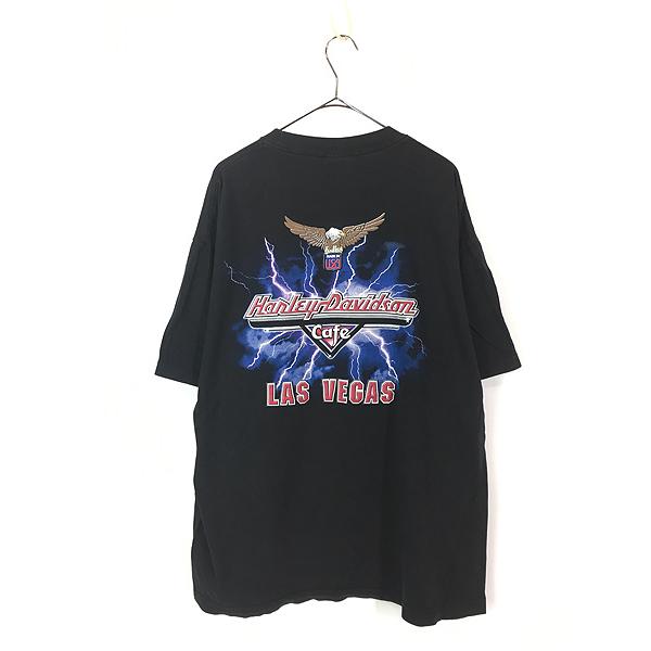 古着 HARLEY DAVIDSON CAFE サンダー イーグル Tシャツ XL位 : 古着屋