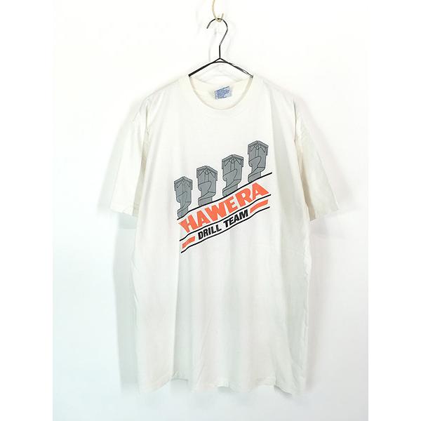 古着 90s USA製 HAWERA DRILL TEAM ドリル 企業 グラフィック Tシャツ