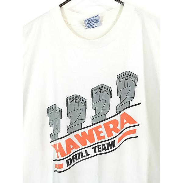 古着 90s USA製 HAWERA DRILL TEAM ドリル 企業 グラフィック Tシャツ