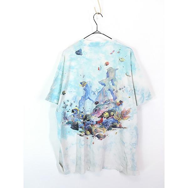 古着 90s USA製 LIQUID BLUE 深海 熱帯魚 おさかな タイダイ Tシャツ
