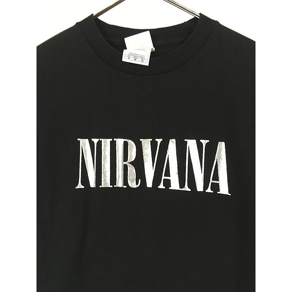 古着 90-00s USA製 NIRVANA シルバー メタリック グランジ ロック