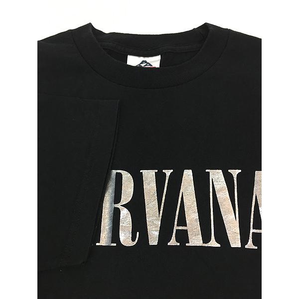 古着 90-00s USA製 NIRVANA シルバー メタリック グランジ ロック