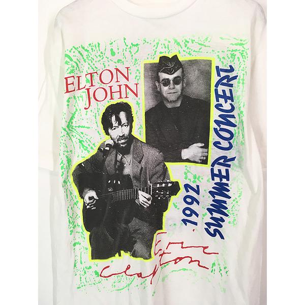 90's Elton John&Eric Clapton/92コンサートTシャツ 古着 90s Elton John & Eric Clapton 「1992 Summer Concert」 ロック