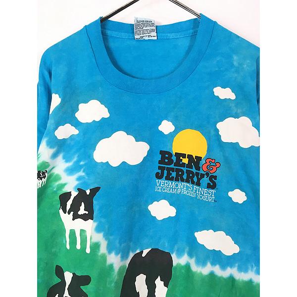 古着 90s USA製 BEN&JERRY'S アイスクリーム 企業 タイダイ Tシャツ