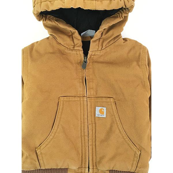 キッズ 古着 Carhartt 防寒 パデット ブラウン ダック ワーク アクティブ パーカー 12M 1歳位 古着｜dracaena｜02