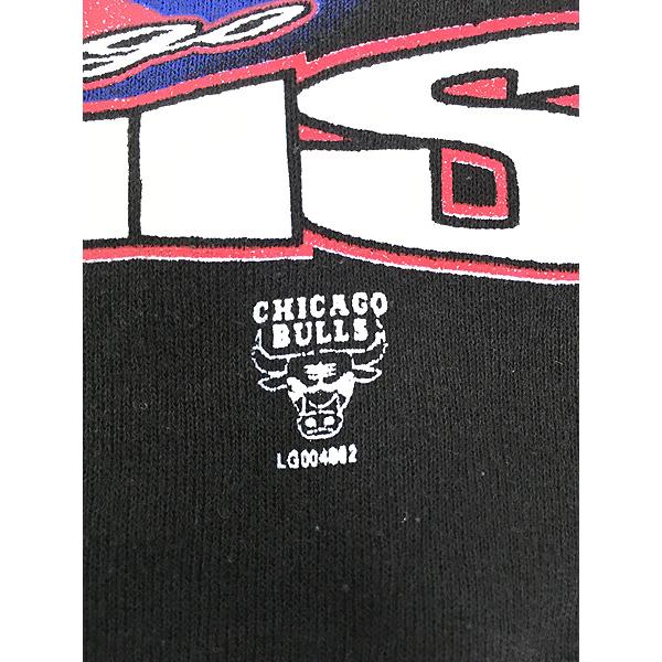 キッズ 古着 90s USA製 NBA Chicago Bulls ブルズ プリント スウェット トレーナー M 10-12歳位 古着｜dracaena｜06