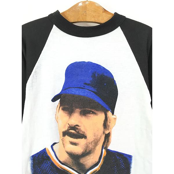 キッズ 古着 80s USA製 MLB KIRK カーク・ギブソン 長袖 ラグラン T 