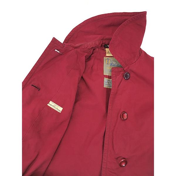 レディース 古着 60s Riastar 丸襟 ヴィンテージ コットンサテン ステンカラー コート 赤 L位 古着 レディース 古着 60s Riastar 丸襟 ヴィンテージ コットンサテン