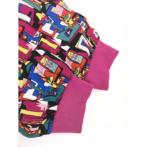 レディース 古着 90s Picasso ピカソ キュビズム アート レーヨン ジャケット ブルゾン XL 古着 レディース 古着 90s Picasso ピカソ キュビズム アート レーヨン