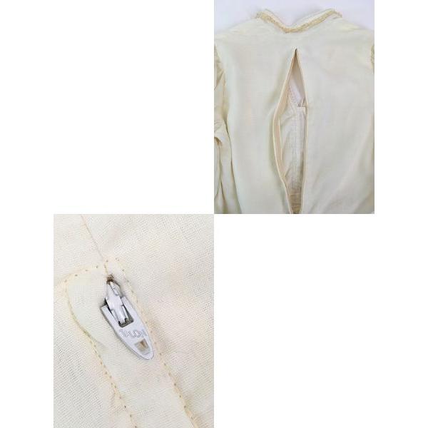 レディース 古着 70s USA製 GUNNESAX レース フリル パール ビーズ 半袖 ワンピース ドレス ミディアム丈 L位 古着 レディース 古着 70s USA製 GUNNESAX レース フリル パール ビーズ