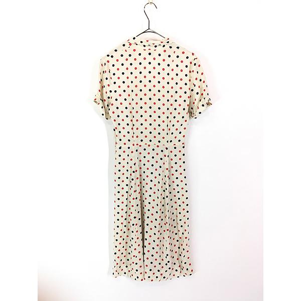 レディース 古着 60s a Century Frock 赤×紺 ドット ショールカラー