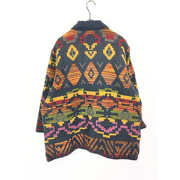 レディース 古着 CEDAR CANYON ラフル ネイティブ柄 パイピング