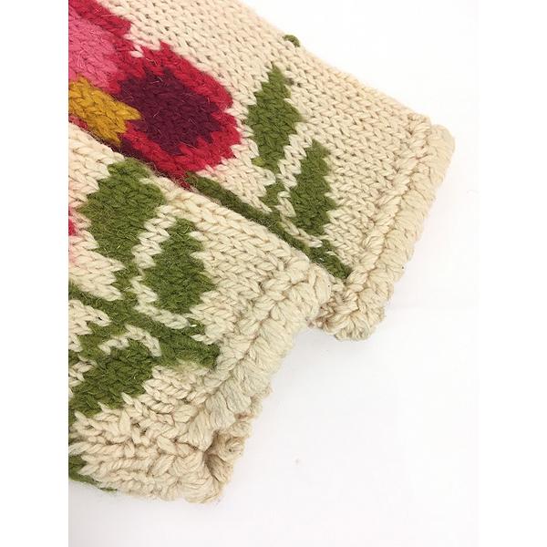 レディース 古着 90s EXPRESS TRICOT 花 フラワー ヘビー ウール