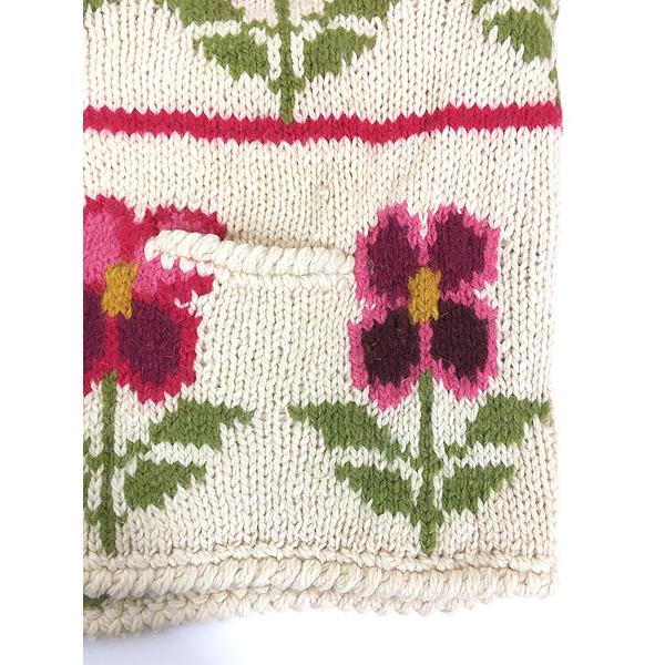 レディース 古着 90s EXPRESS TRICOT 花 フラワー ヘビー ウール