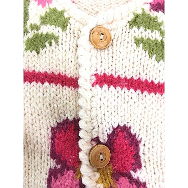 レディース 古着 90s EXPRESS TRICOT 花 フラワー ヘビー ウール