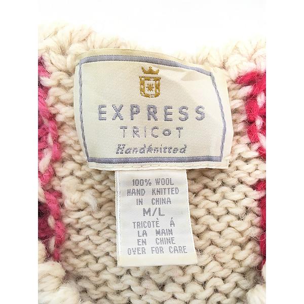 レディース 古着 90s EXPRESS TRICOT 花 フラワー ヘビー ウール