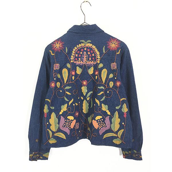 レディース 古着 90s April Cornell 花 ボタニカル チェーンステッチ