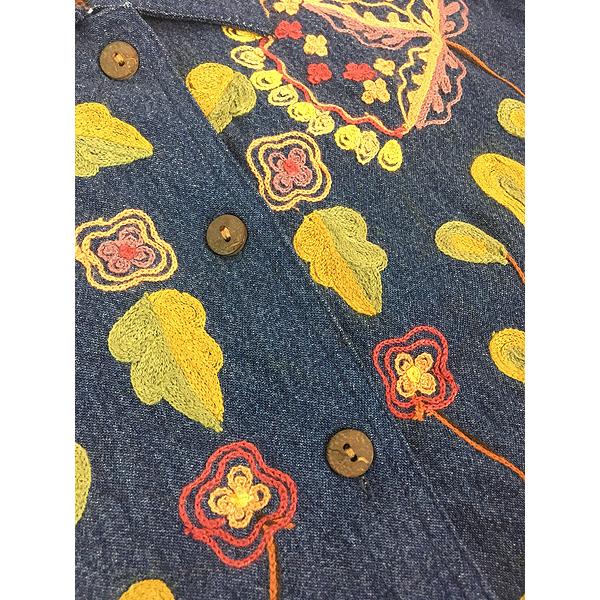 レディース 古着 90s April Cornell 花 ボタニカル チェーンステッチ