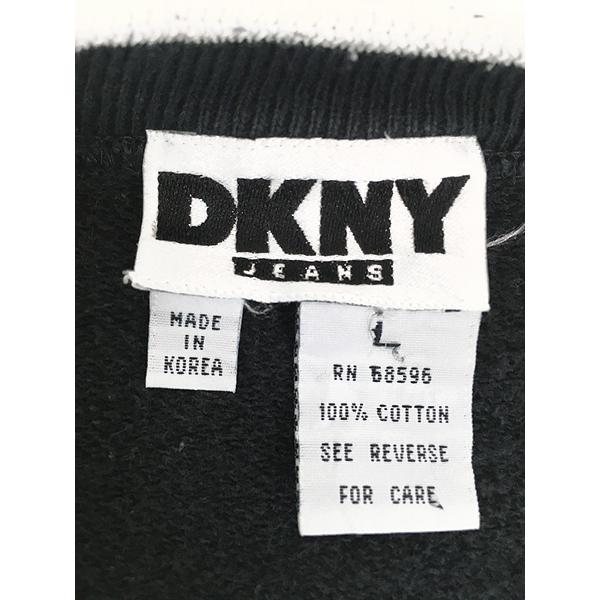 レディース 古着 90s DKNY 前V ロゴ フロッキー プリント スウェット 