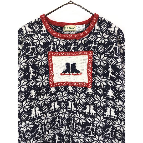 90s-00s LLBEAN 花柄ニットM モヘア フラワーパターン 【公式通販】