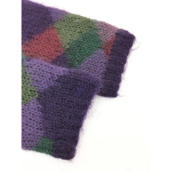 レディース 古着 90s Talbots カラフル ダイヤ チェック モヘア ウール ハンド ニット カーディガン S 古着 レディース 古着 90s Talbots カラフル ダイヤ チェック モヘア ウール