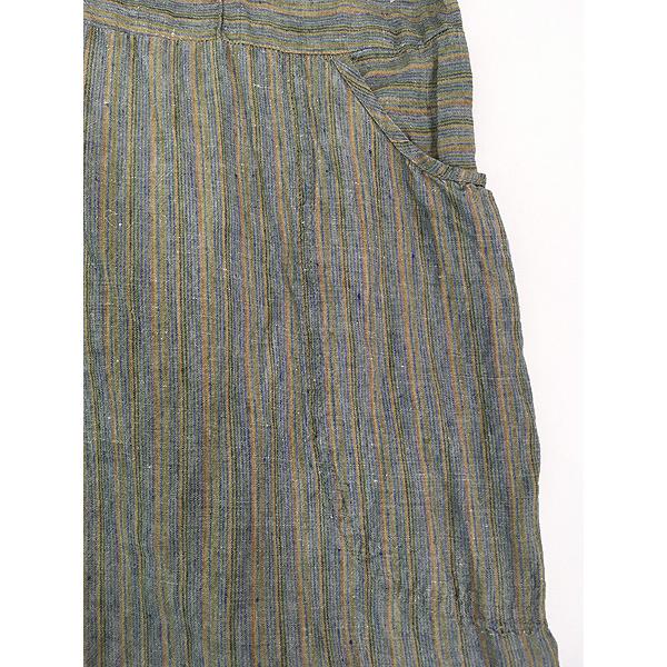 レディース 古着 FLAX マルチ ボーダー プルオーバー リネン