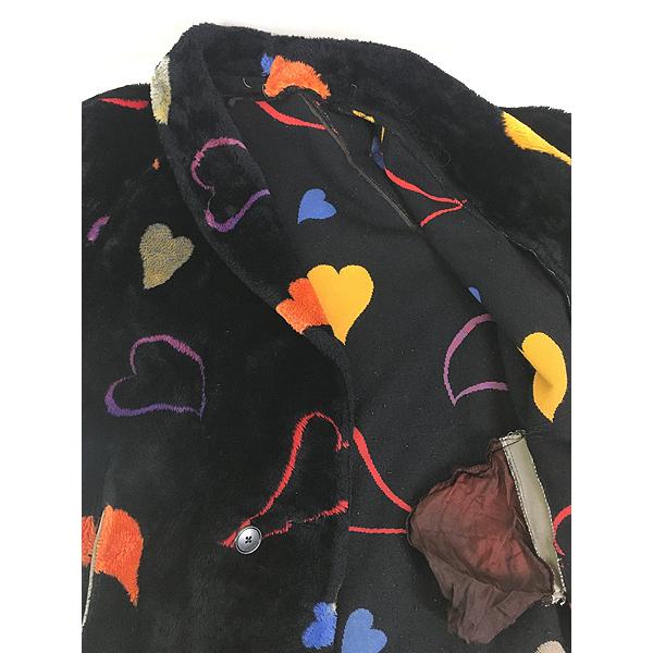レディース 古着 80-90s カラフル ハート ショールカラー ボア