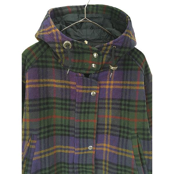 レディース 古着 90s USA製 WoolRich 裏地 キルティング チェック 総柄 ウール ブランケット ロング コート M 古着 レディース 古着 90s USA製 WoolRich 裏地 キルティング チェック 総柄