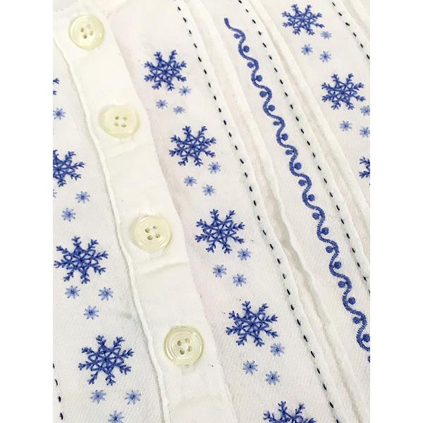 レディース 古着 LL Bean 雪 結晶 ノルディック柄 刺しゅう ピンタック