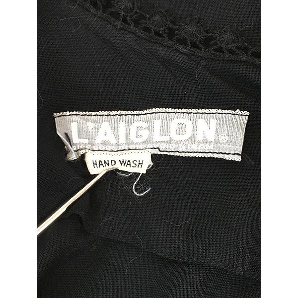 レディース 古着 60s L'AIGLON ブラック シルク レース ボーダー