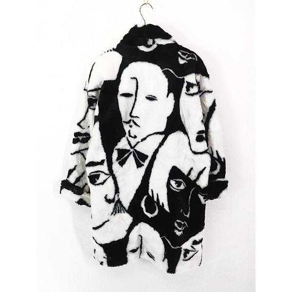 レディース 古着 80s USA製 DONNY BROOK モノトーン フェイス柄