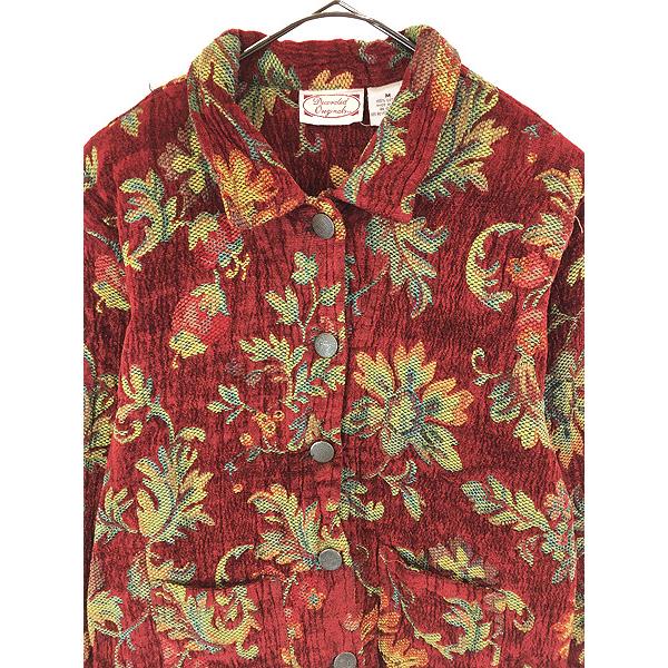 【雰囲気最高❗️】ビンテージ アンティーク 花柄 ジャケット 古着 総柄 レディース 古着 90s USA製 Coldwater Creek 花 フラワー 総柄 ライト
