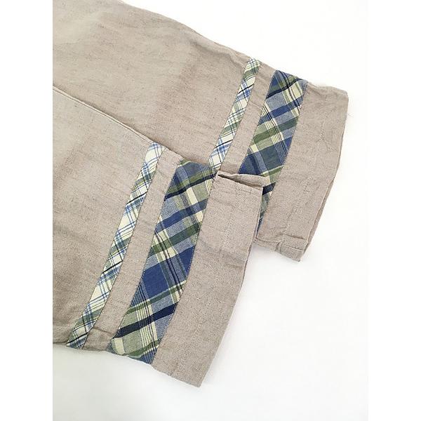 レディース 古着 Stonebridge リネン レーヨン チェック ライン 半袖