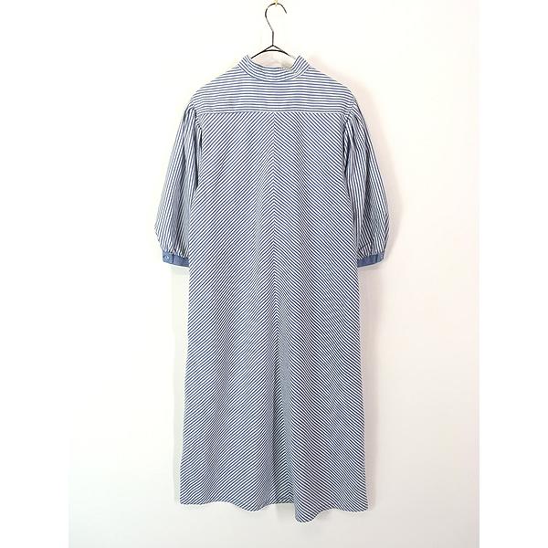 レディース 古着 80s Avante 青×白 マリン ストライプ パフスリーブ 8