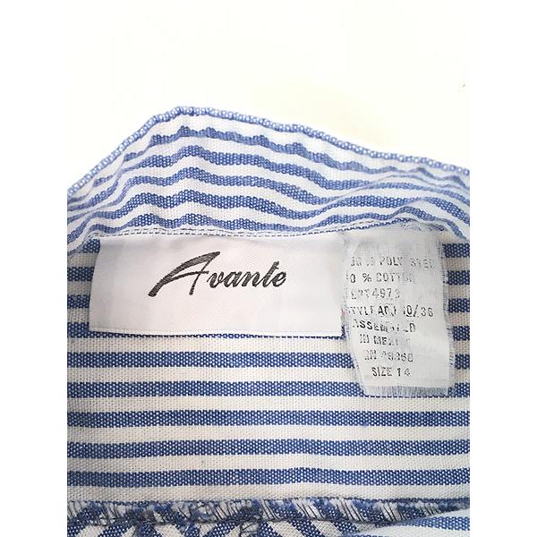 レディース 古着 80s Avante 青×白 マリン ストライプ パフスリーブ 8