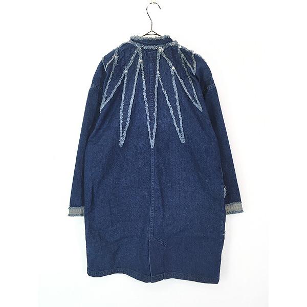 レディース 古着 80s USA製 Lida Jeans カットオフ フリンジ パッチワーク デザイン デニム コート M 古着 レディース 古着 80s USA製 Lida Jeans カットオフ フリンジ パッチ