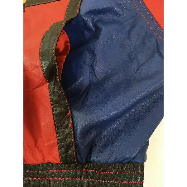 レディース 古着 90s G3 Leather カラフル クレイジー パッチワーク 本