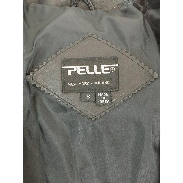 レディース 古着 90s PELLE 本革 レザー ロング チェスター コート 黒
